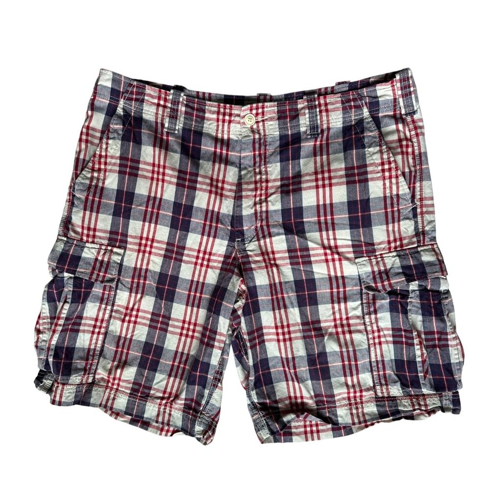 Vtg Polo Jeans Company Ralph Lauren Red White Blue Sz 40 Plaid Cargo Short